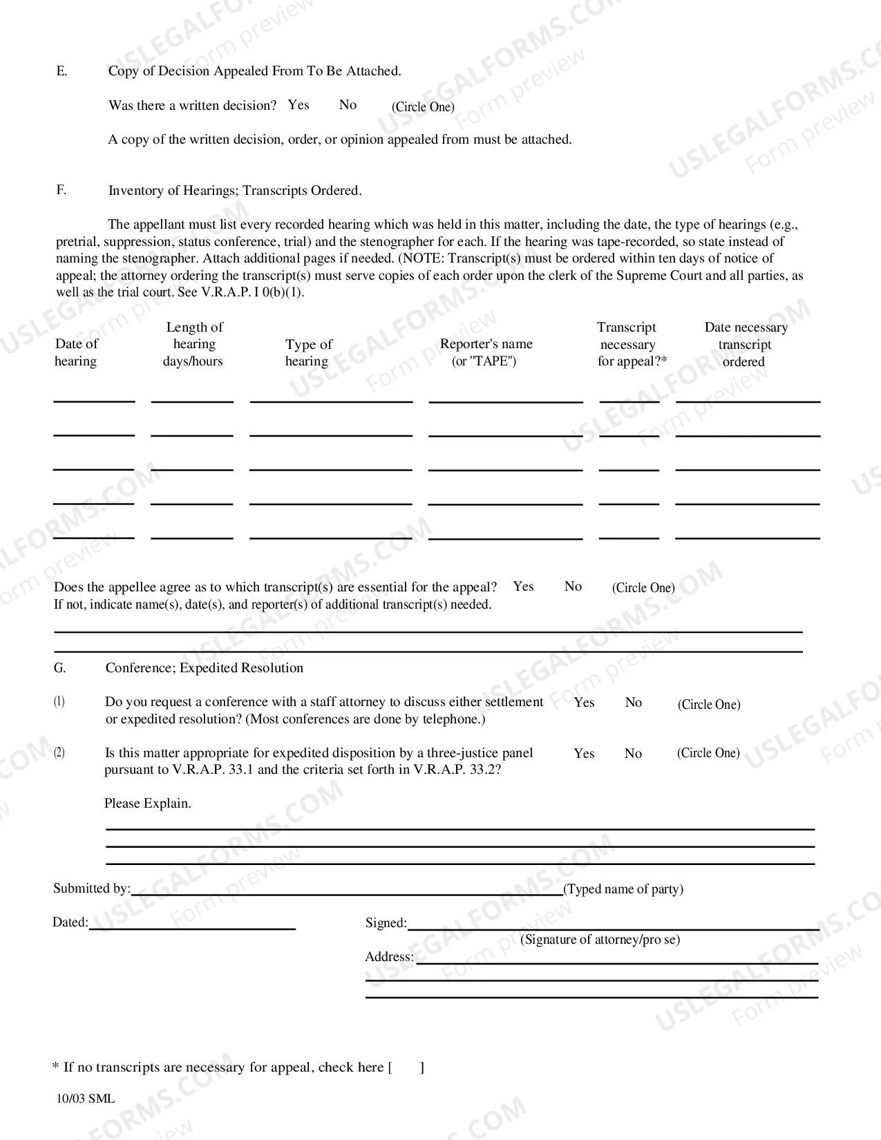 Preview Supreme Court Docketing Sheet