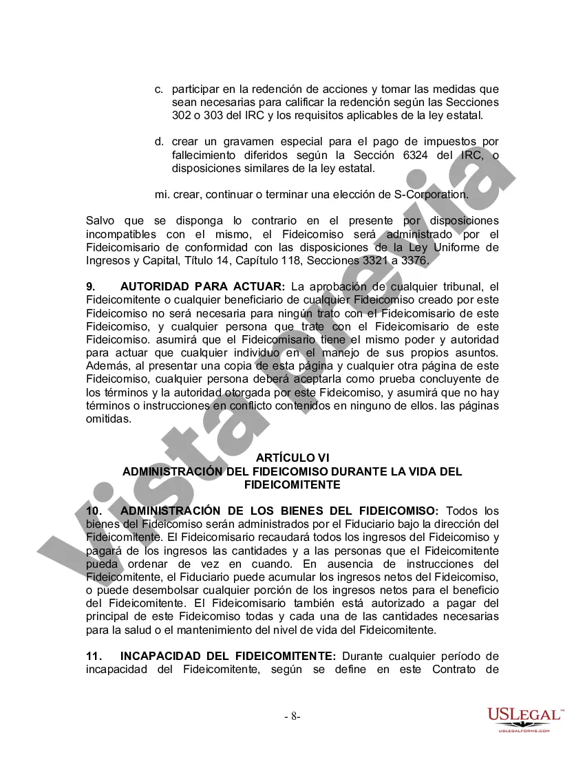 Preview Fideicomiso en vida para esposo y esposa sin hijos