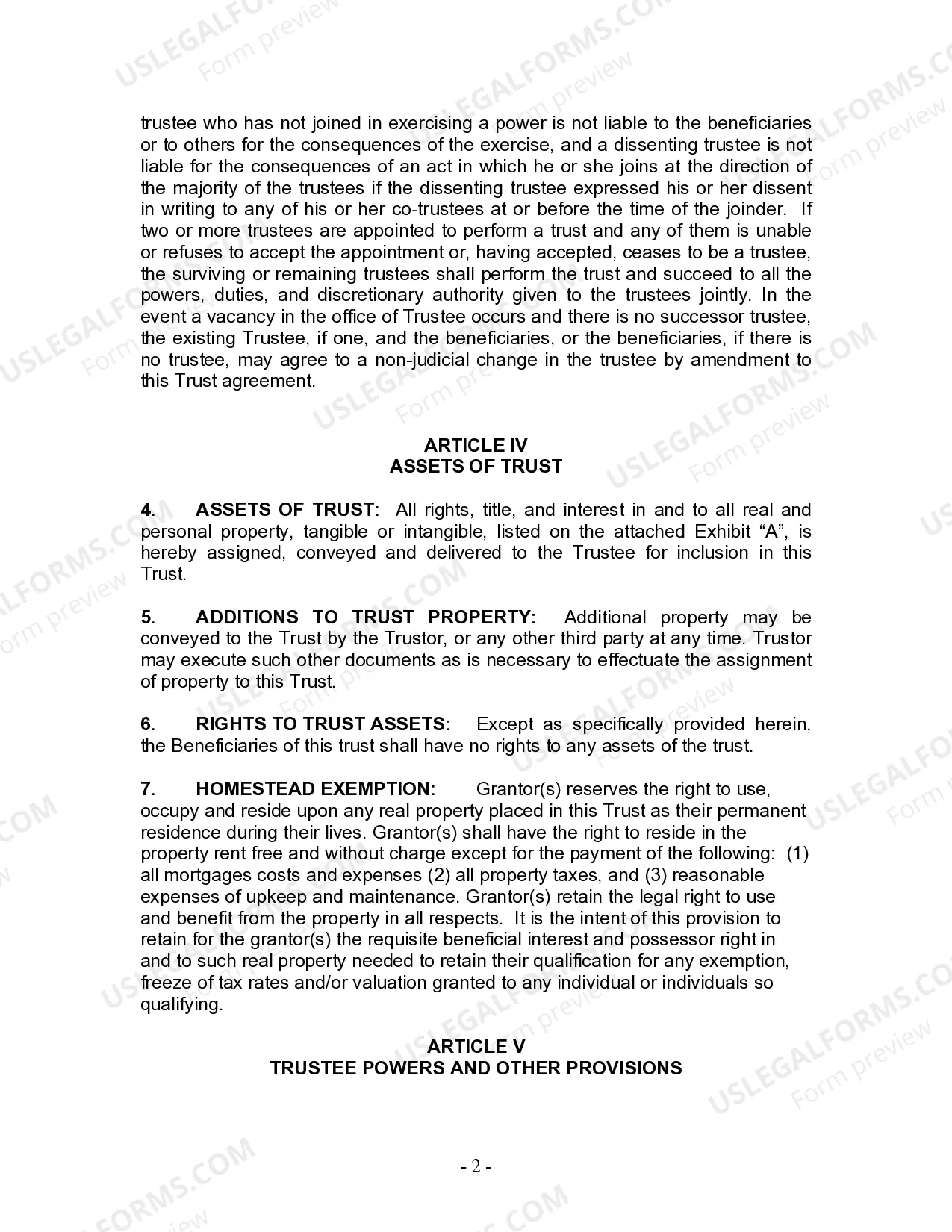 Preview Revocable Living Trust for Husband and Wife with No Children