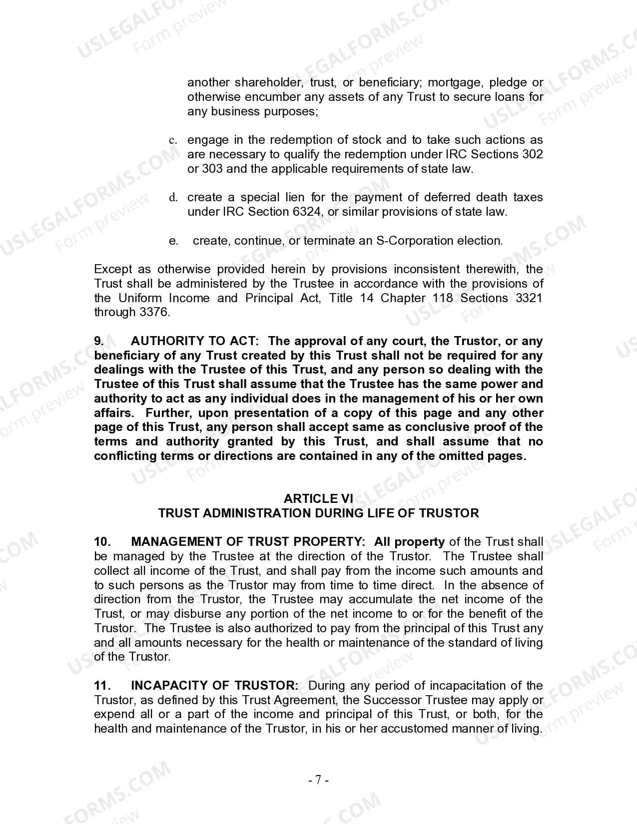 Preview Revocable Living Trust for Husband and Wife with No Children