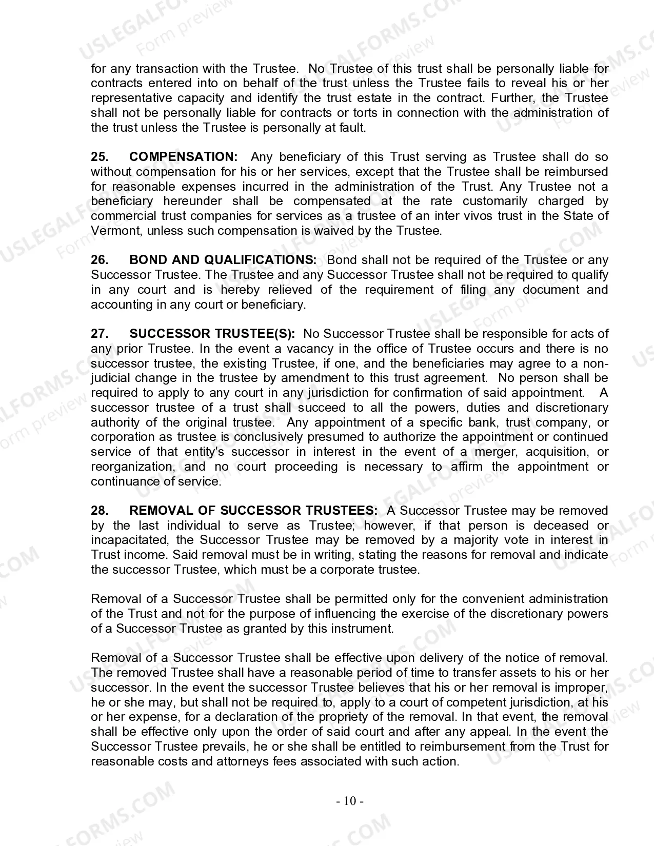 Preview Living Trust for Individual Who is Single, Divorced or Widow or Widower with No Children