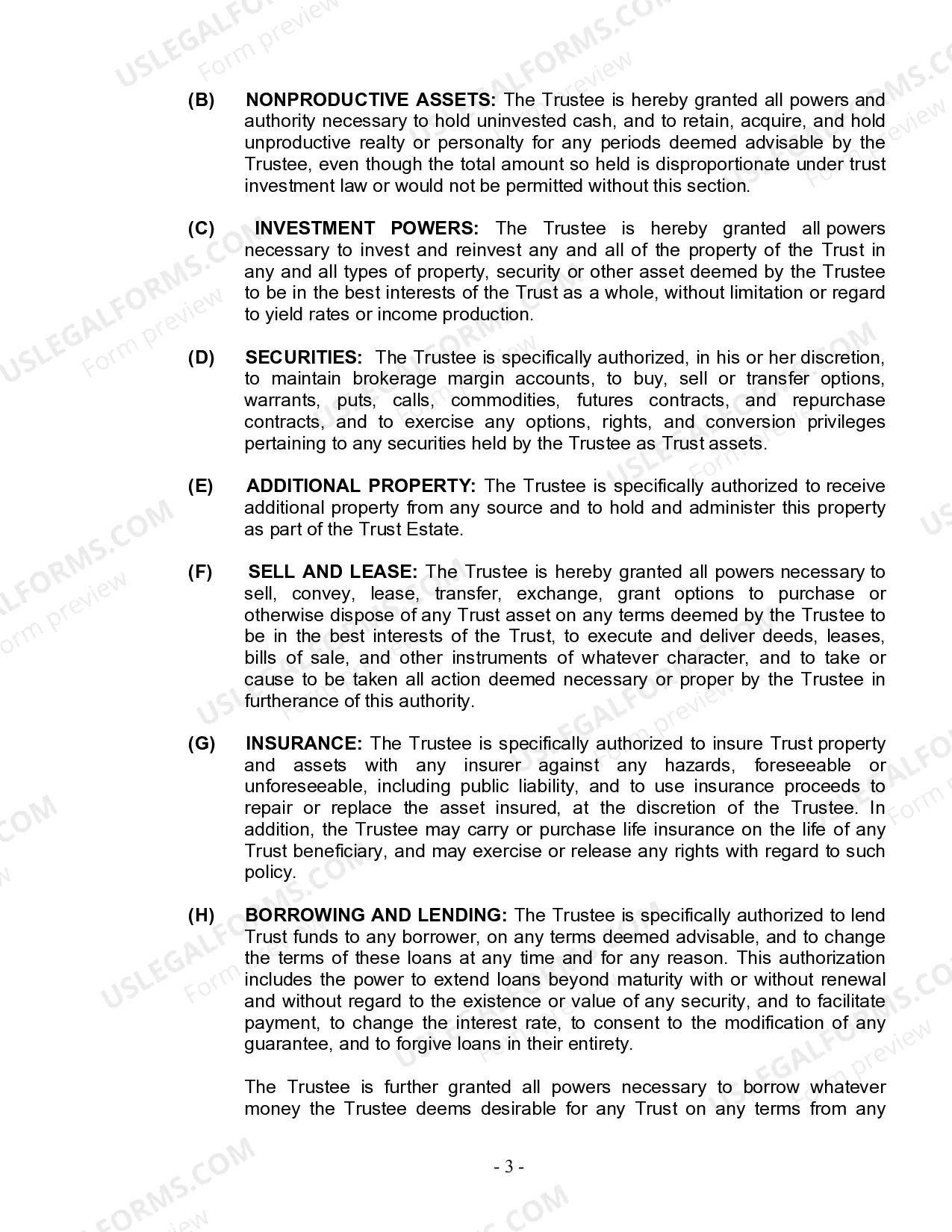 Preview Living Trust for Individual Who is Single, Divorced or Widow or Widower with No Children