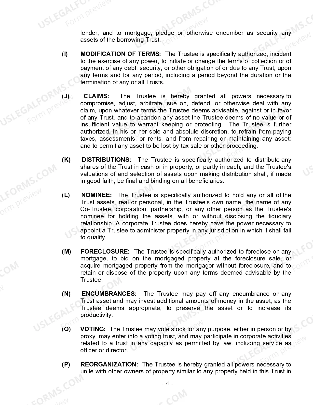 Preview Living Trust for Individual Who is Single, Divorced or Widow or Widower with No Children