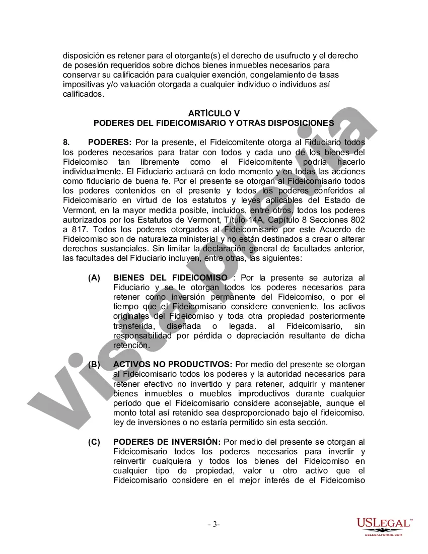 Preview Fideicomiso en Vida para Individuos Solteros, Divorciados o Viudos o Viudos con Hijos