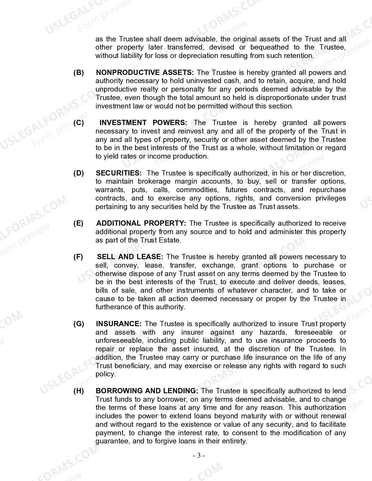 Preview Living Trust for Individual Who is Single, Divorced or Widow or Widower with Children