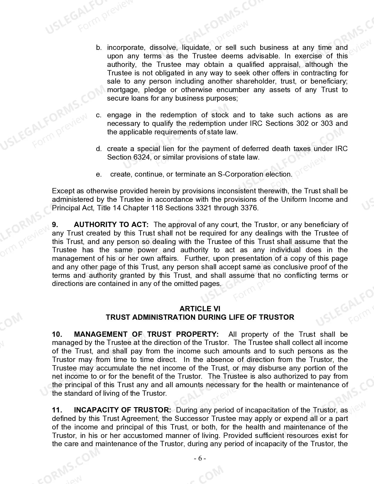 Preview Living Trust for Individual Who is Single, Divorced or Widow or Widower with Children