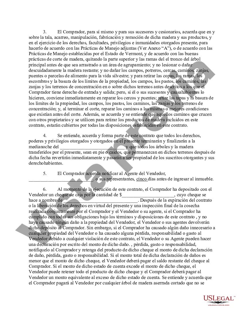 Preview Contrato de venta de madera de Vermont