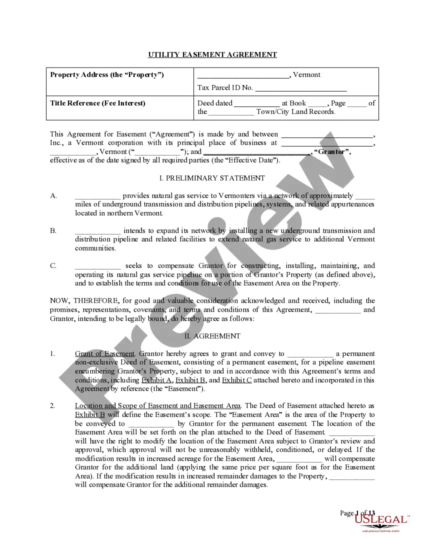 Preview Utility Easement Agreement