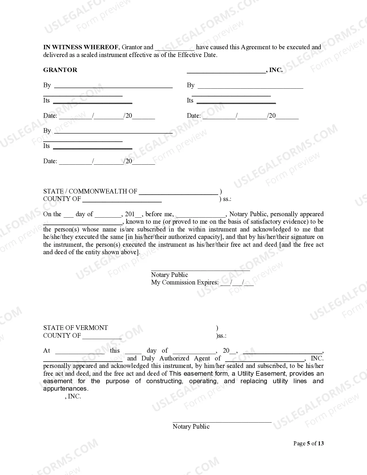 Preview Utility Easement Agreement