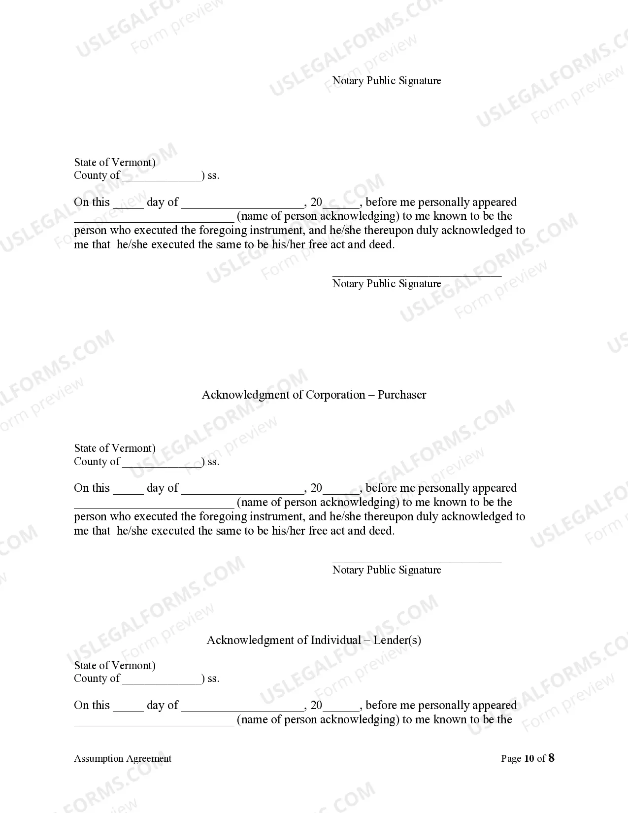 Preview Assumption Agreement of Mortgage and Release of Original Mortgagors