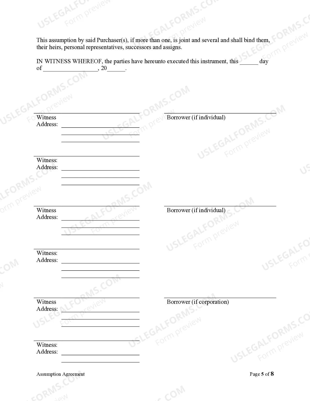 Preview Assumption Agreement of Mortgage and Release of Original Mortgagors