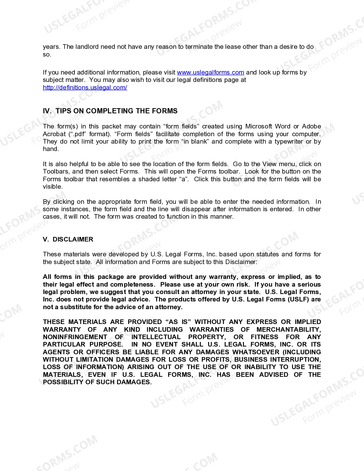 Preview Vermont Landlord Notices for Eviction / Unlawful Detainer Forms Package