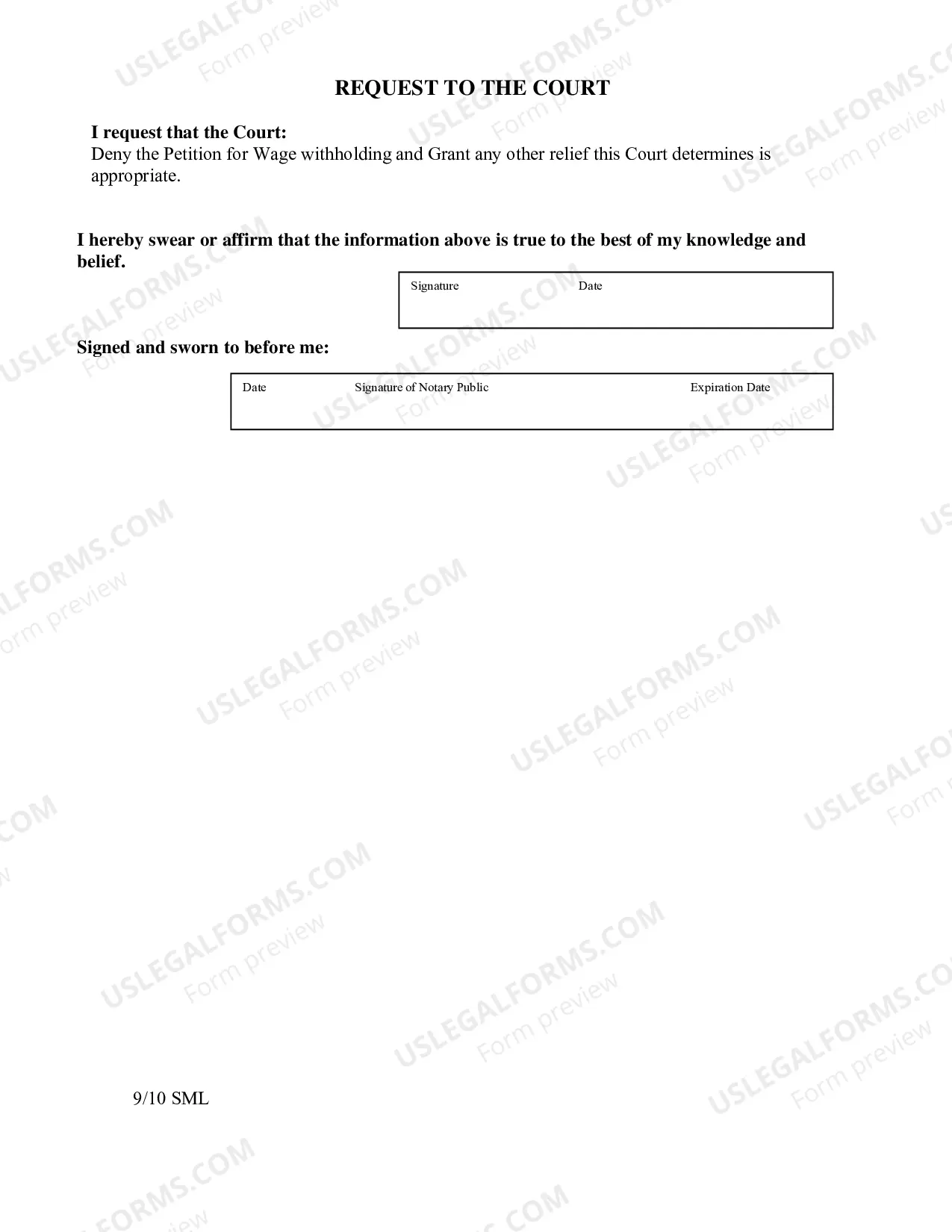 Preview Objection To Wage Withholding