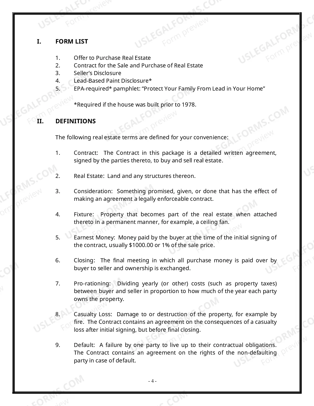 Preview Vermont Real Estate Home Sales Package with Offer to Purchase, Contract of Sale, Disclosure Statements and more for Residential House