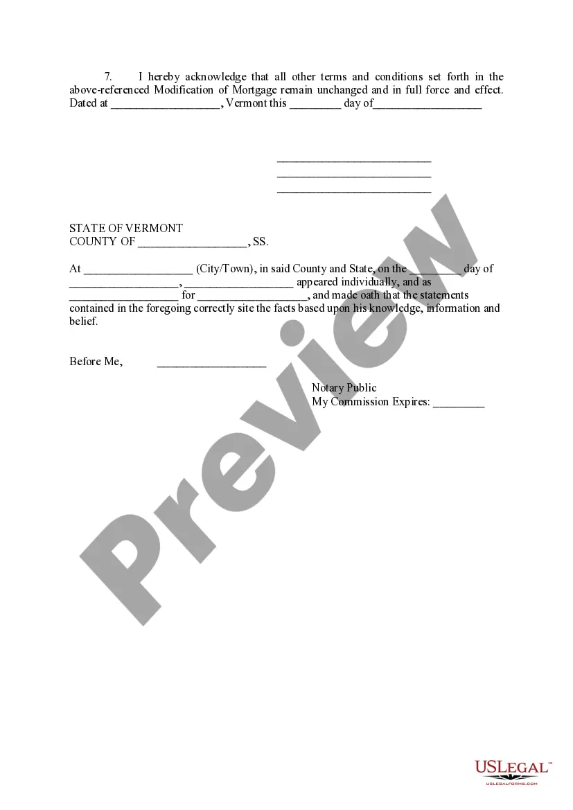 Preview Scrivener's Affidavit for Modification of Mortgage