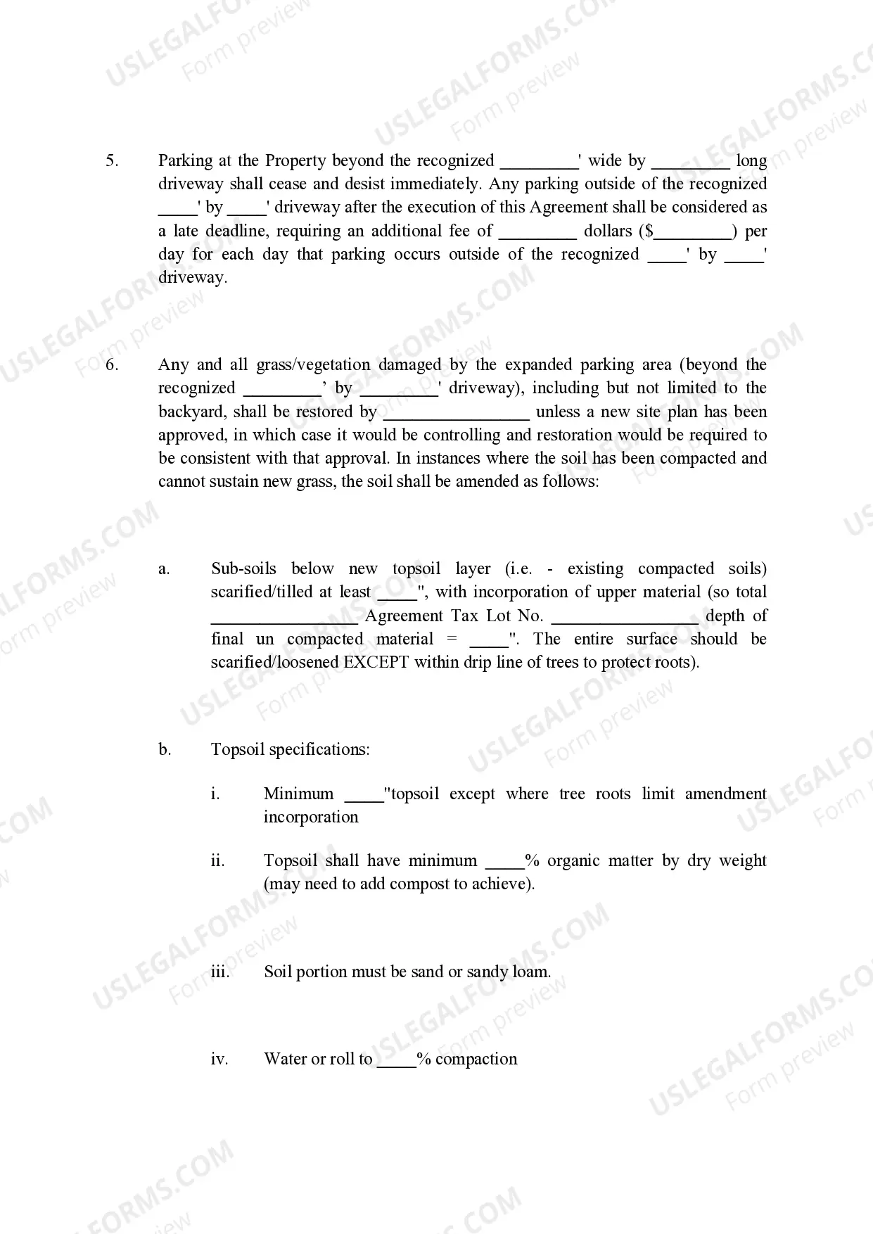 Preview Agreement for Zoning Violations