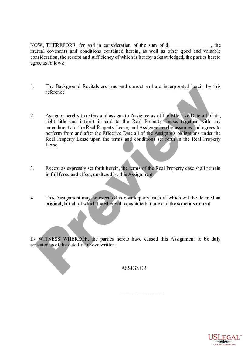 Preview Assignment and Assumption of Lease Agreement