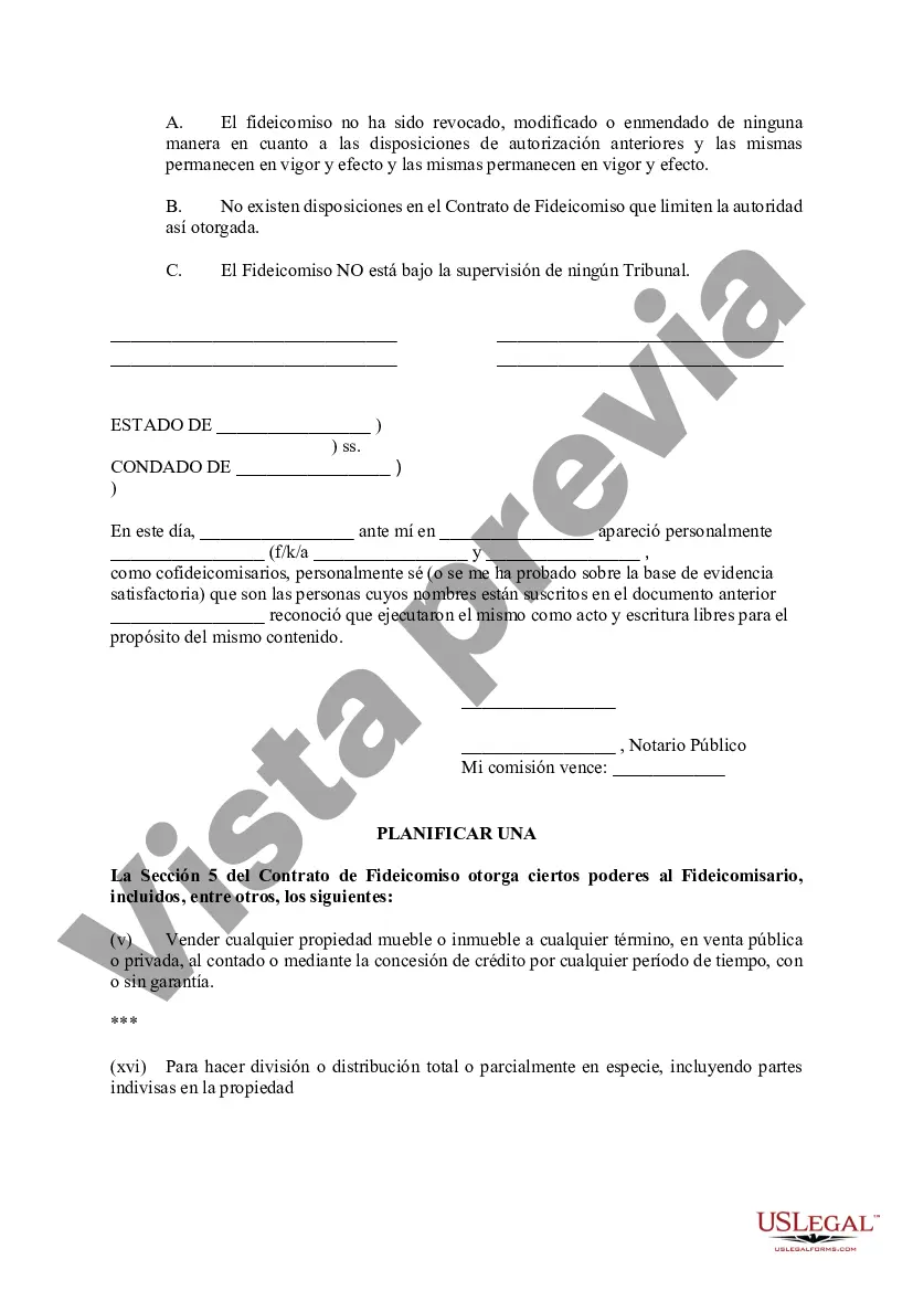 Preview Certificación de Fideicomiso para Fideicomiso Revocable