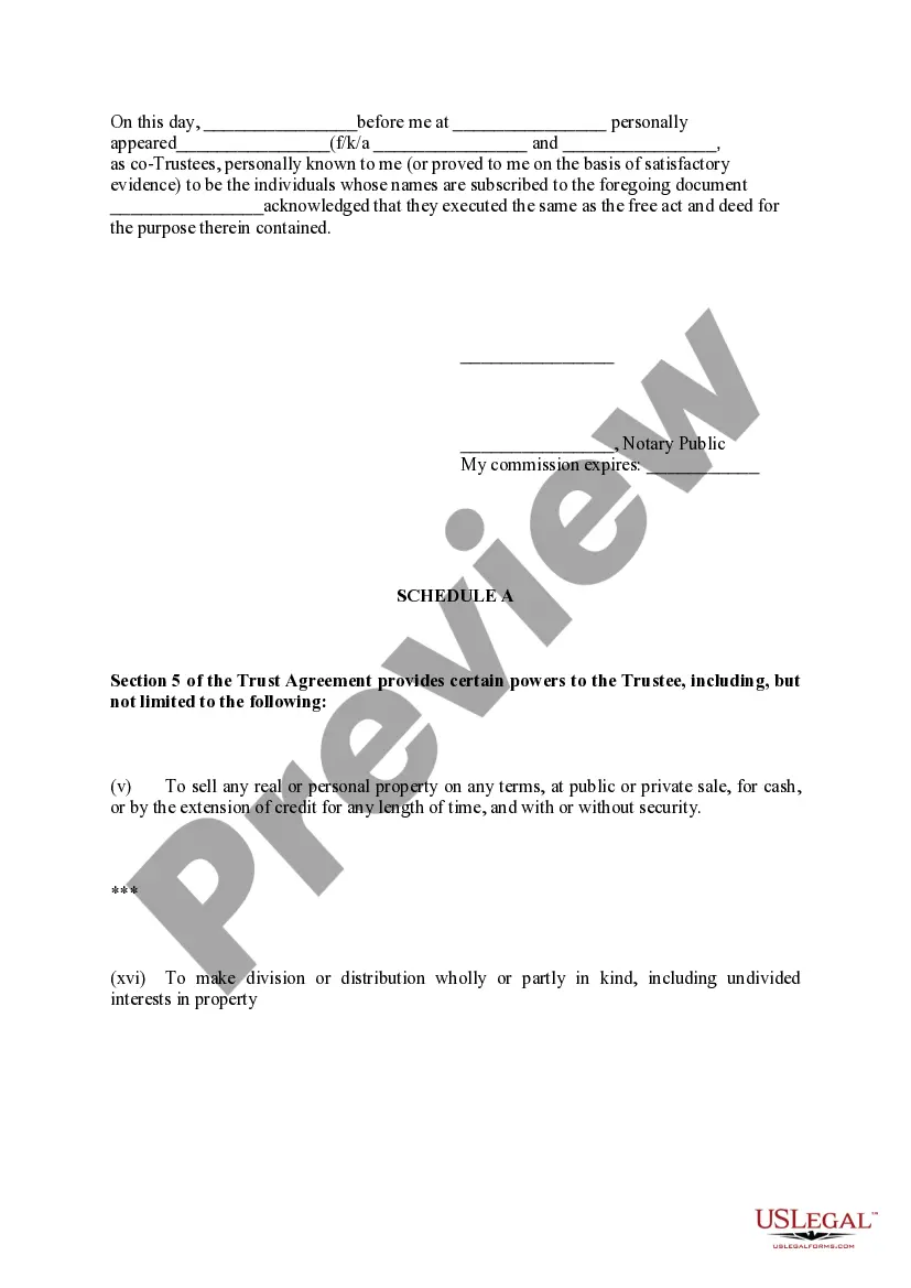 Preview Certification of Trust for Revocable Trust