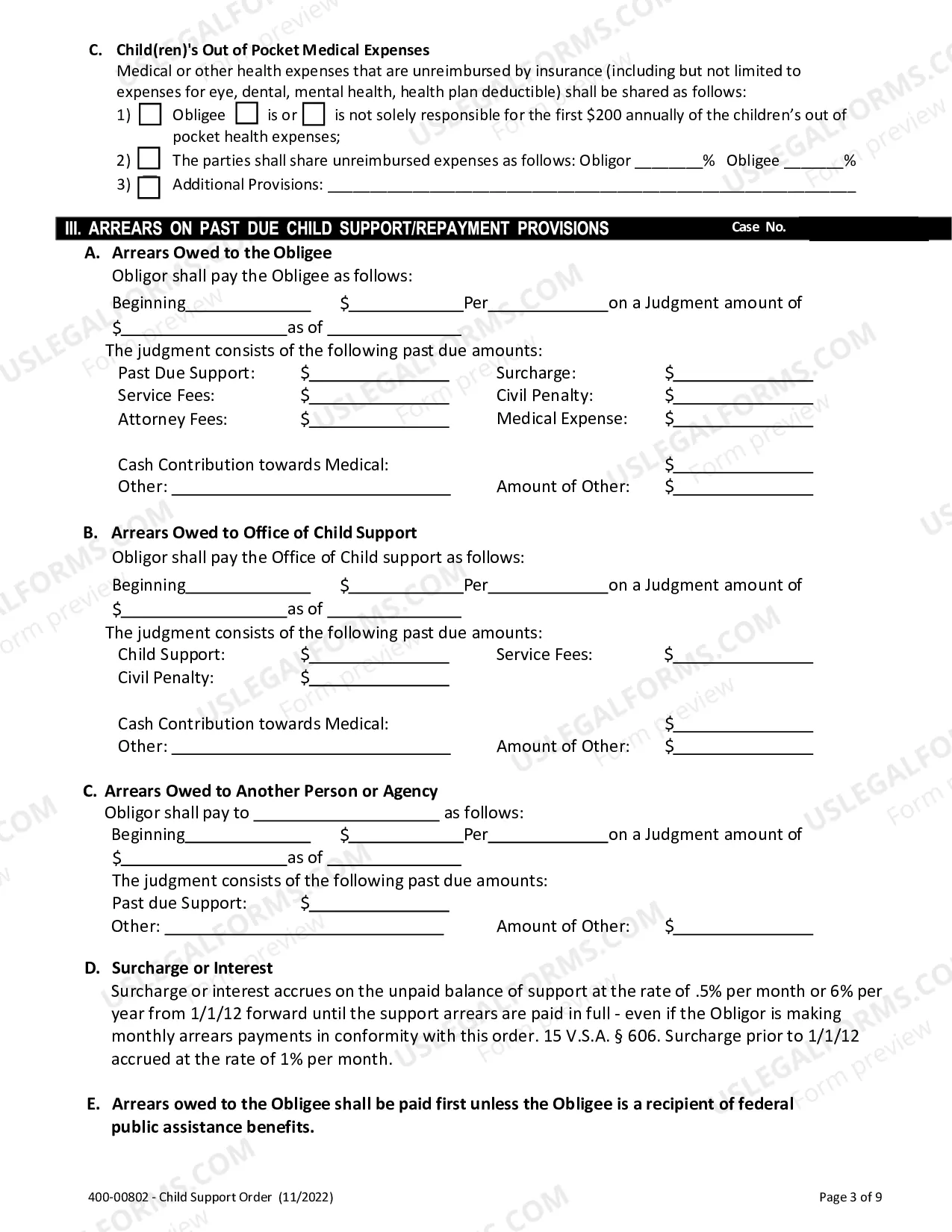 Preview Child Support Order