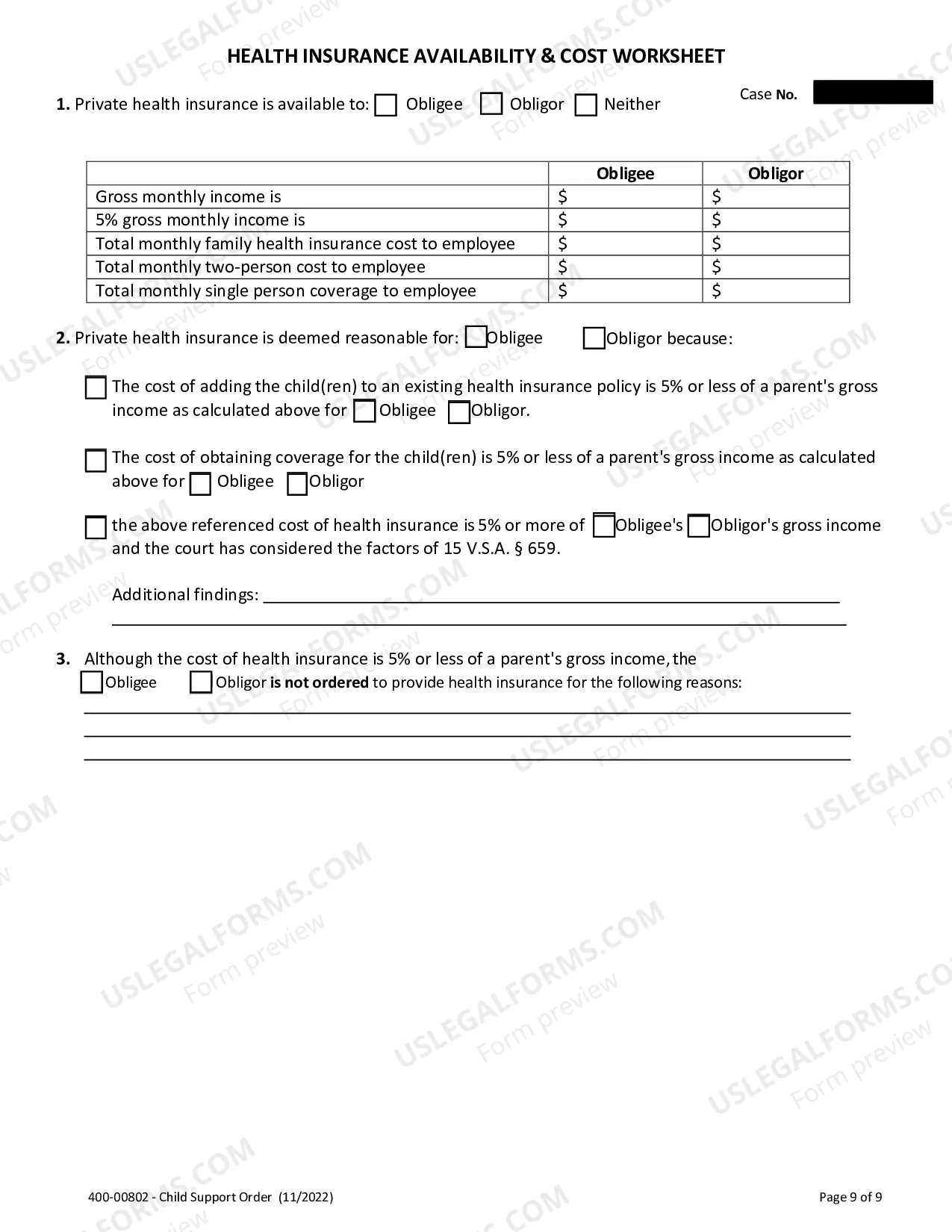 Preview Child Support Order