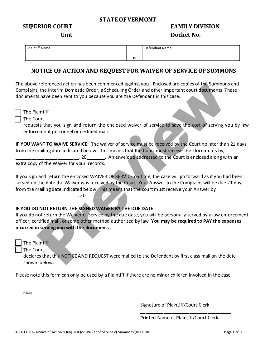 Vermont Summons And Complaint Us Legal Forms 1497