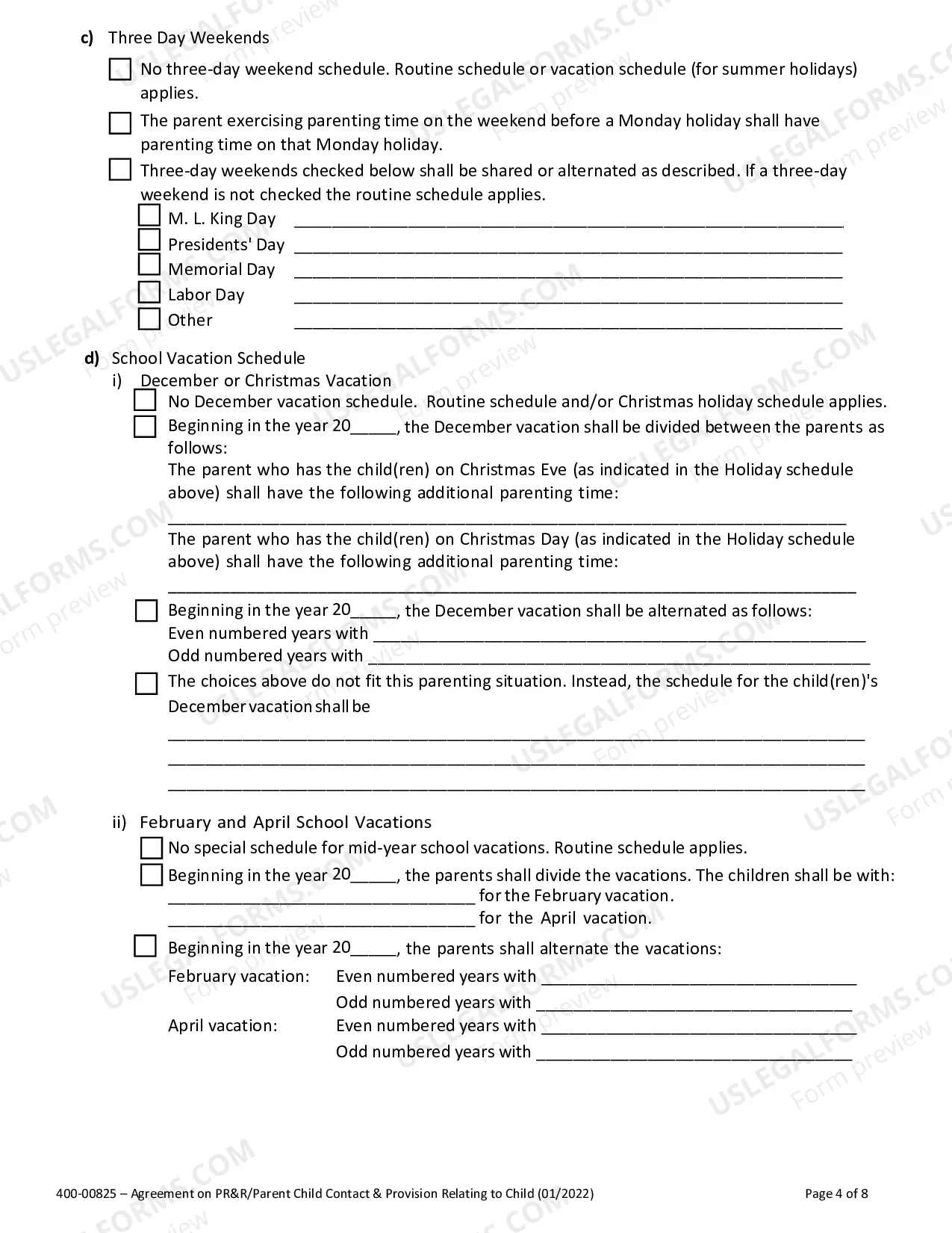 Preview Agreement on Parental Rights and Responsibilities - Stipulation - Parenting Plan