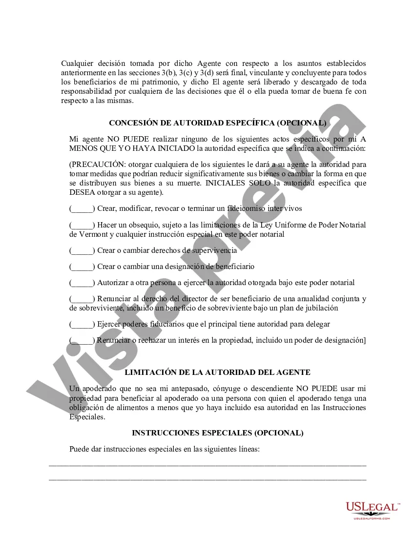 Preview Poder general duradero para la propiedad y las finanzas o efectivo financiero en caso de incapacidad