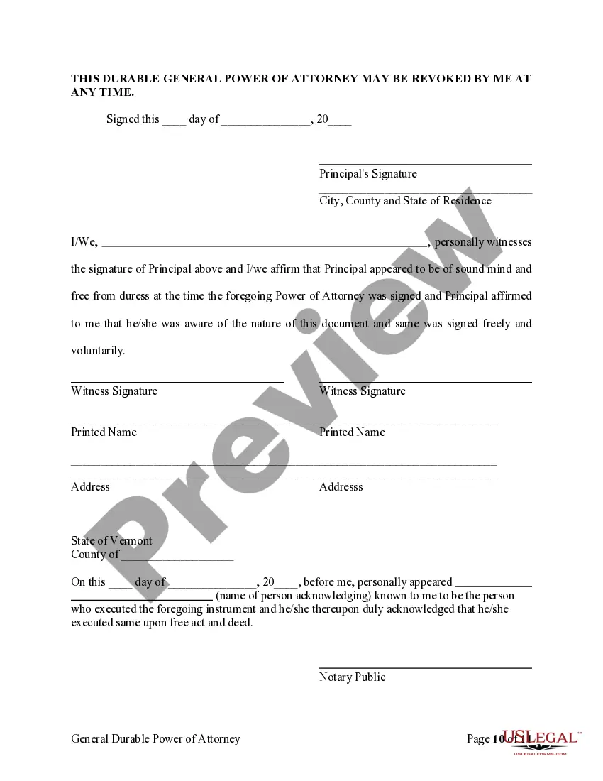 Preview General Durable Power of Attorney for Property and Finances or Financial Effective upon Disability