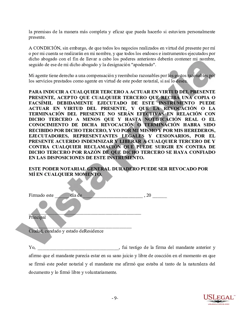 Preview Poder General Duradero para Bienes y Finanzas o Financiero Efectivo Inmediatamente