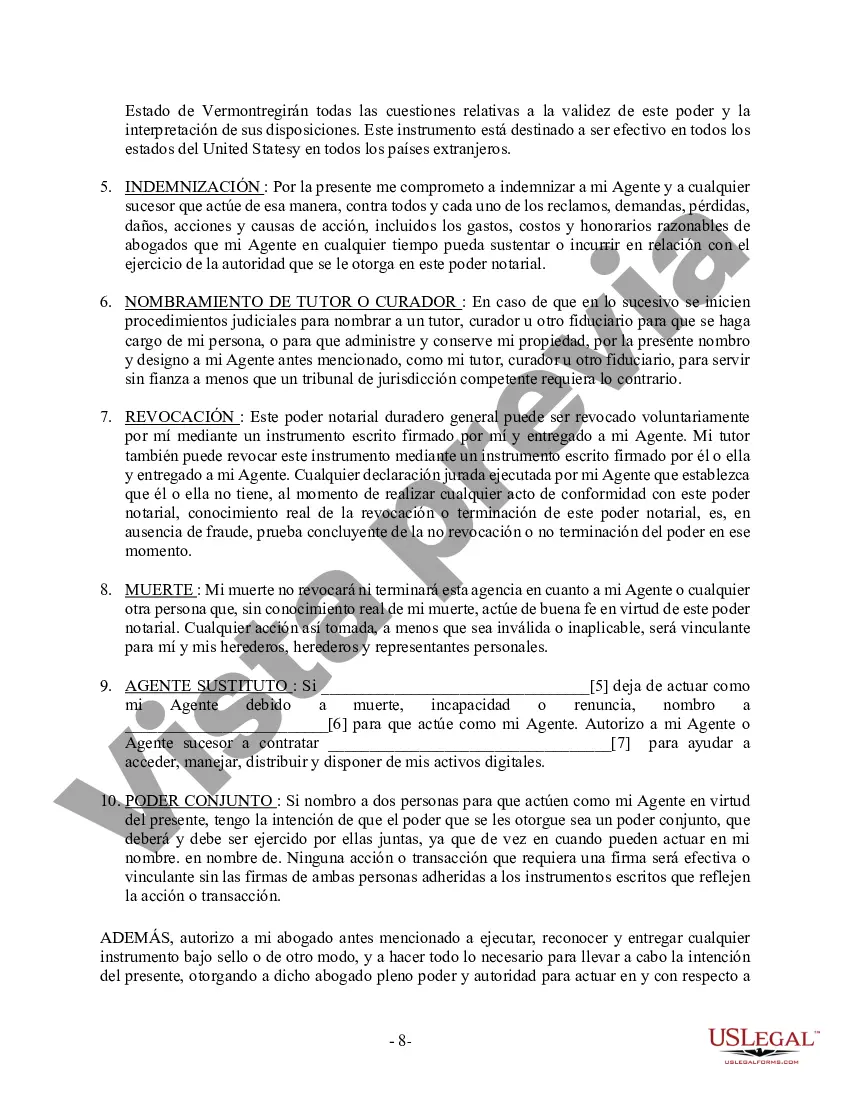 Preview Poder General Duradero para Bienes y Finanzas o Financiero Efectivo Inmediatamente