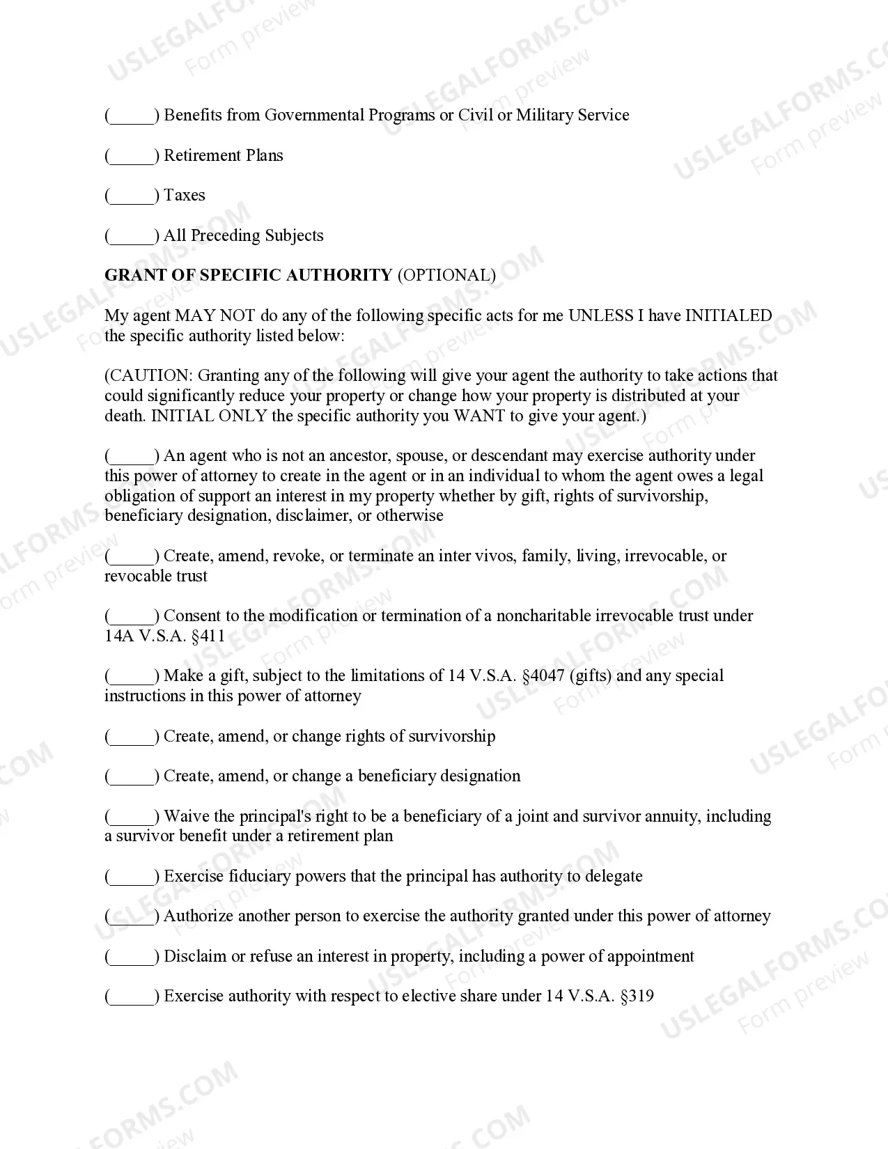 Preview Statutory Power of Attorney