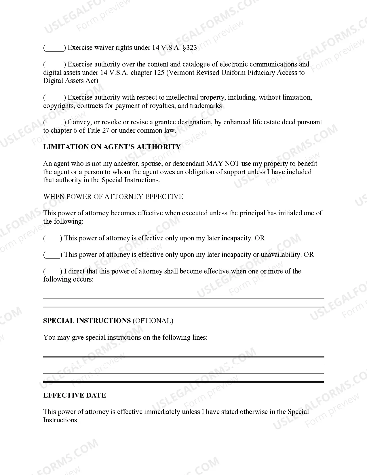 Preview Statutory Power of Attorney