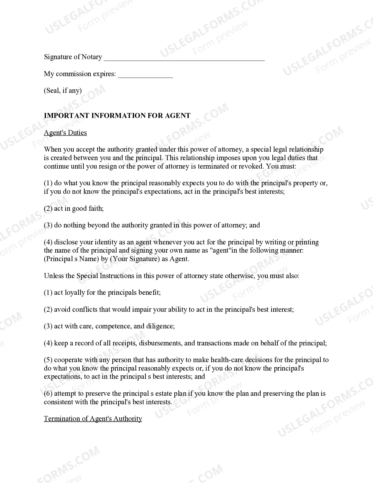 Preview Statutory Power of Attorney