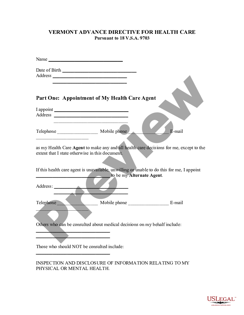 page 0 Advance Directive for Healthcare and Disposition of Remains preview