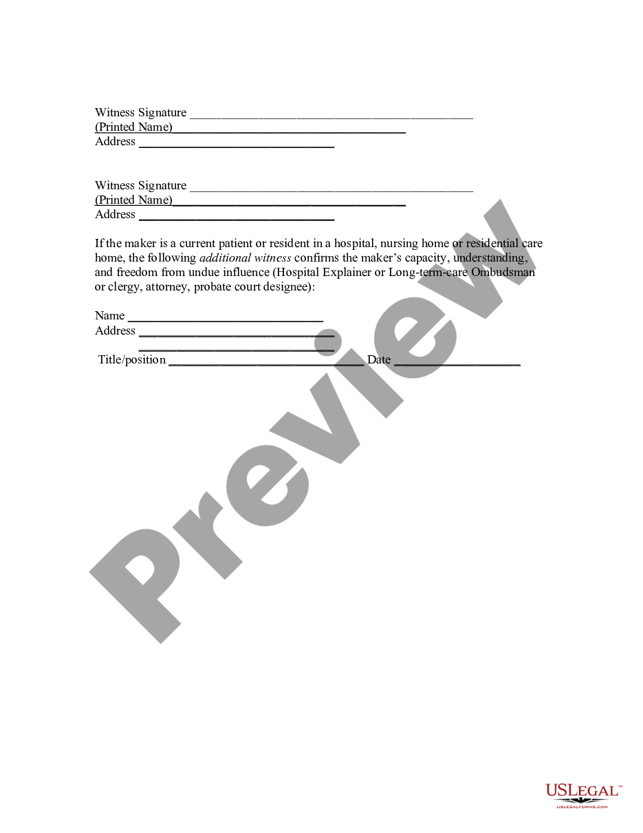 page 5 Advance Directive for Healthcare and Disposition of Remains preview