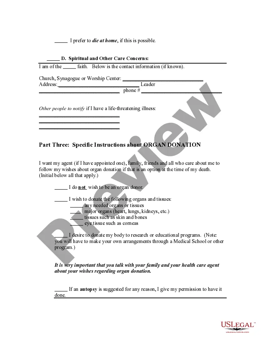 Preview Advance Directive for Healthcare and Disposition of Remains