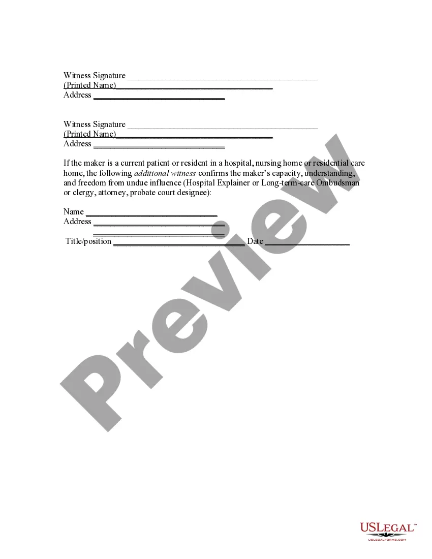 Preview Advance Directive for Healthcare and Disposition of Remains