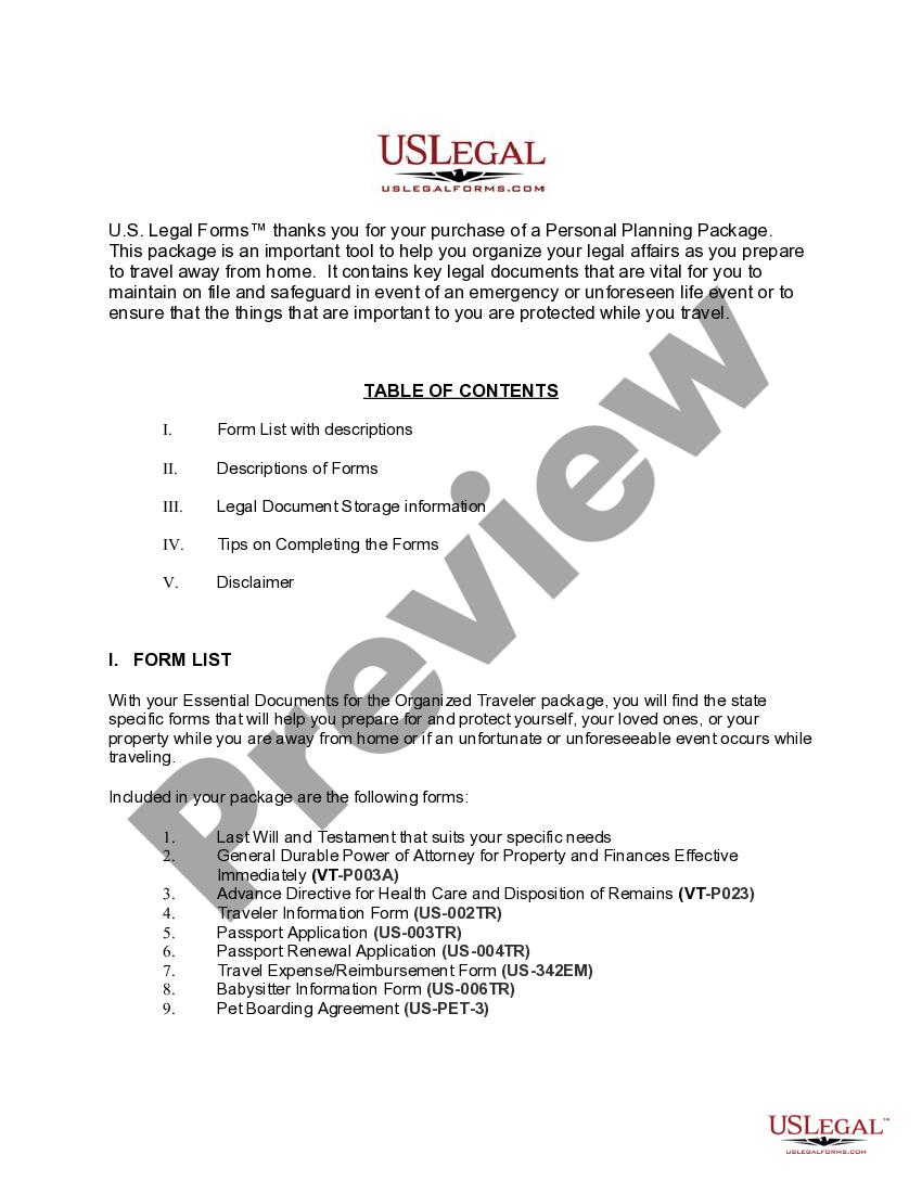 Essential Employee Travel Document Vermont Withholding Form US Legal