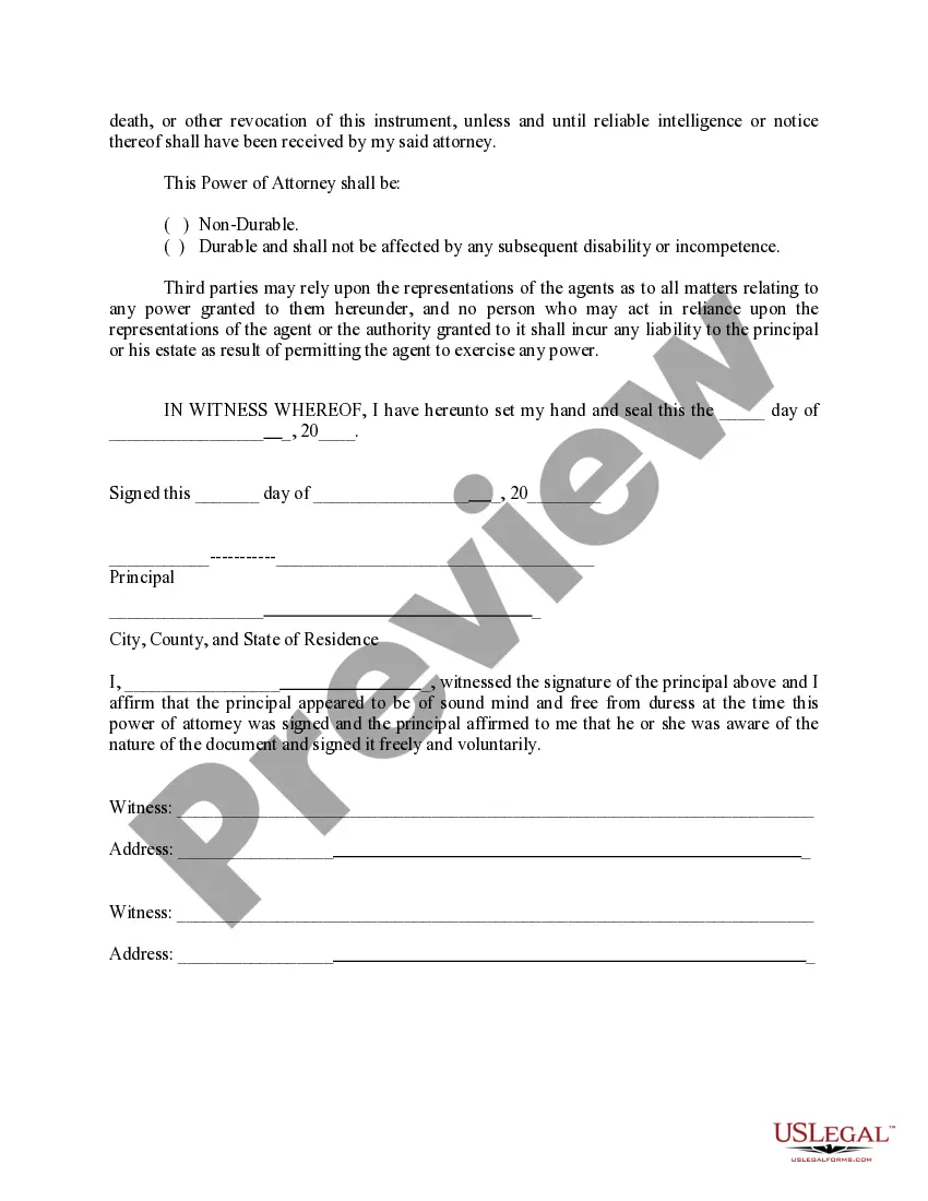 Preview Limited Power of Attorney where you Specify Powers with Sample Powers Included