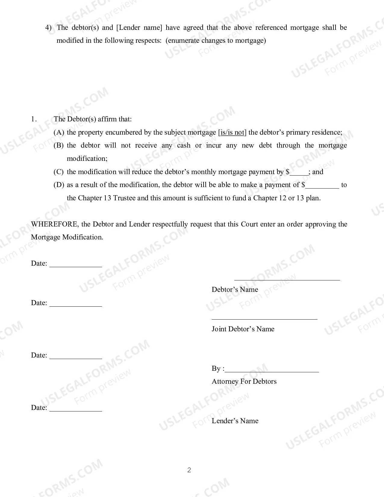Preview Motion For Approval of Mortgage Modification
