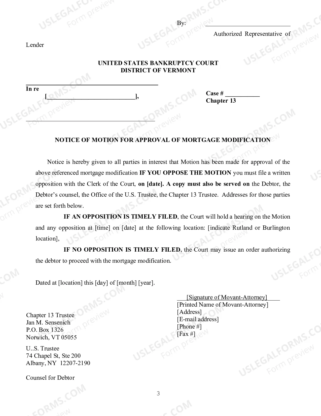 Preview Motion For Approval of Mortgage Modification