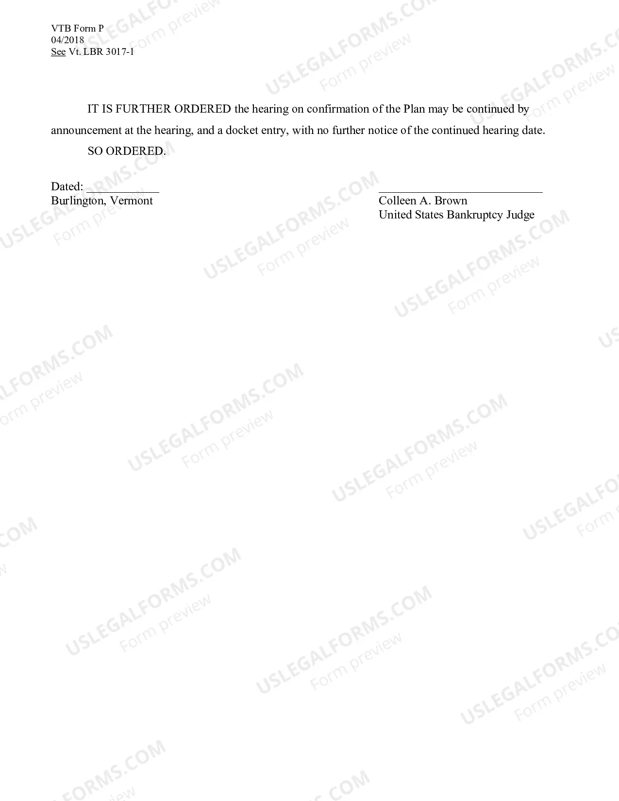 Preview Order Approving Disclosure Statement and Setting Hearing On Confirmation of Plan