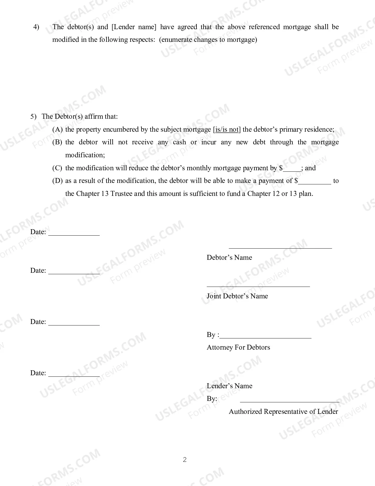 Preview Request For Trustee Approval of Mortgage Modification