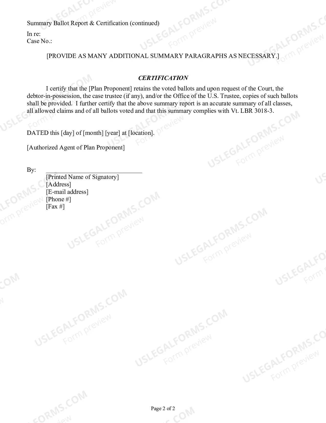Preview Summary Ballot Report and Certification