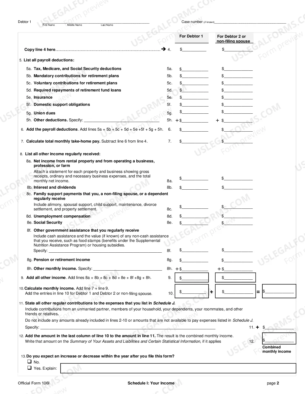 Preview Schedule I: Your Income (individuals)