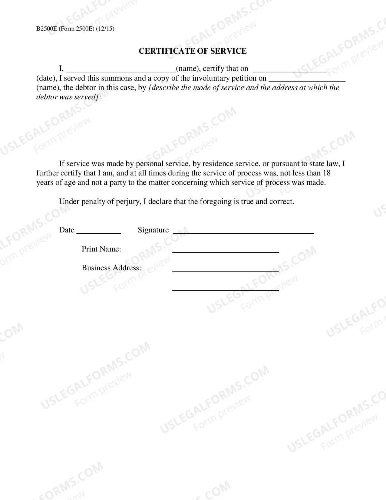 Preview Summons to Debtor in Involuntary Case