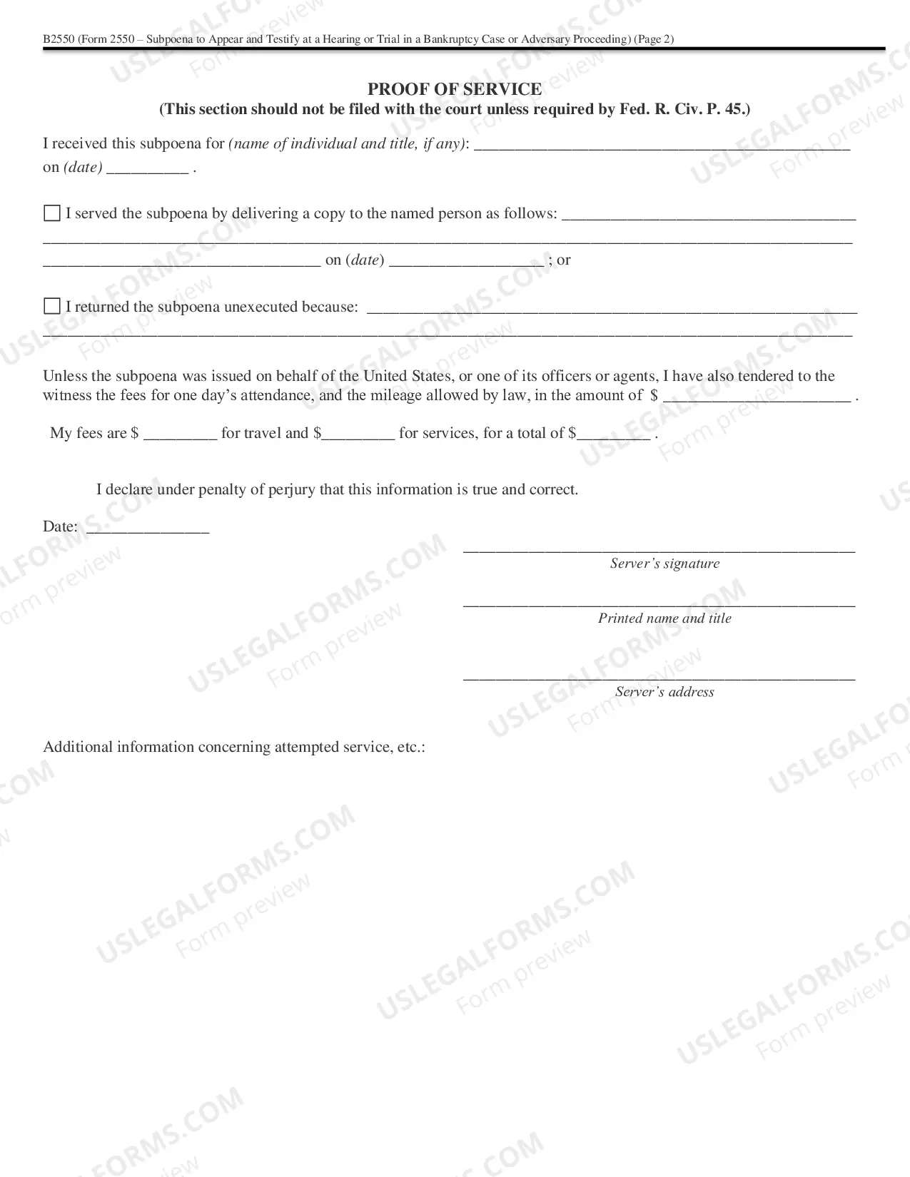 Preview Subpoena to Appear and Testify at a Hearing or Trial in a Bankruptcy Case (or Adversary Proceeding)