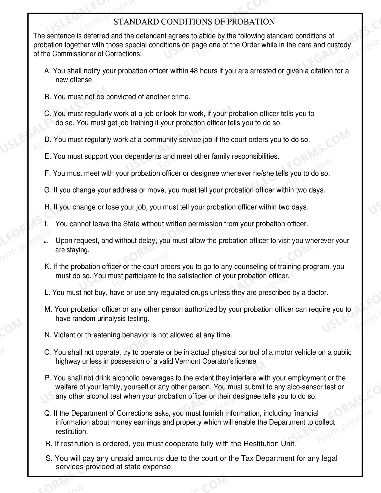 Preview Deferred Sentence & Probation Order