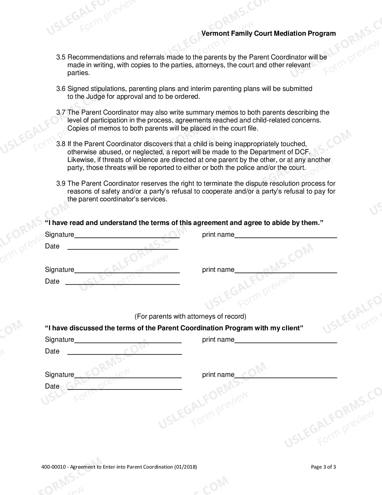 Preview Agreement To Enter Into Parent Coordination